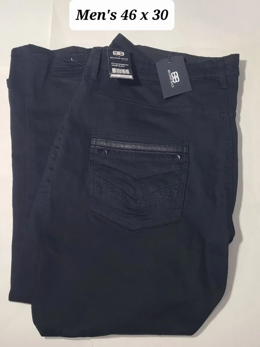 Benjamin Black Slim Fit Black Stretch Pants Men's 46 x 30 NWT